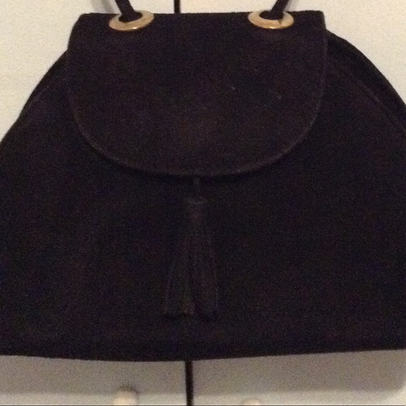 Vintage Black Suede Tassel Crossbody Purse - Picture 5 of 8